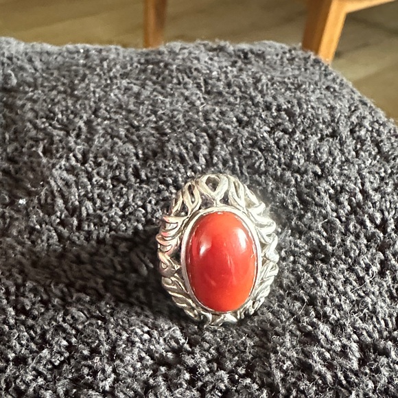 Jewelry - Elegant Silver and Red Gemstone Ring